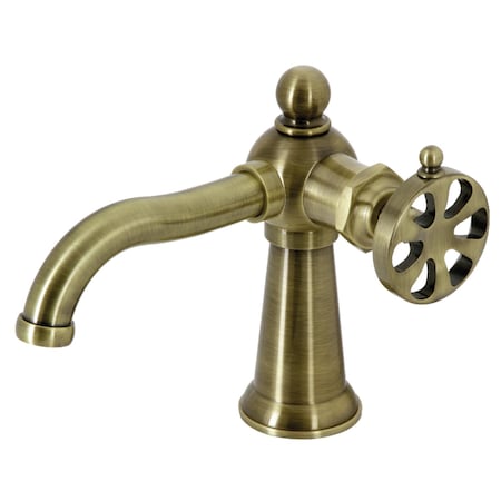Kingston Brass KS3543RX Single-Handle Bathroom Faucet with Push Pop-Up, Antique Brass KS3543RX